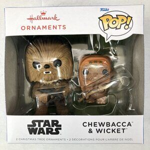 NWT Star Wars Chewbacca & Wicket Funko POP! Hallmark Ornament-Walmart Exclusive